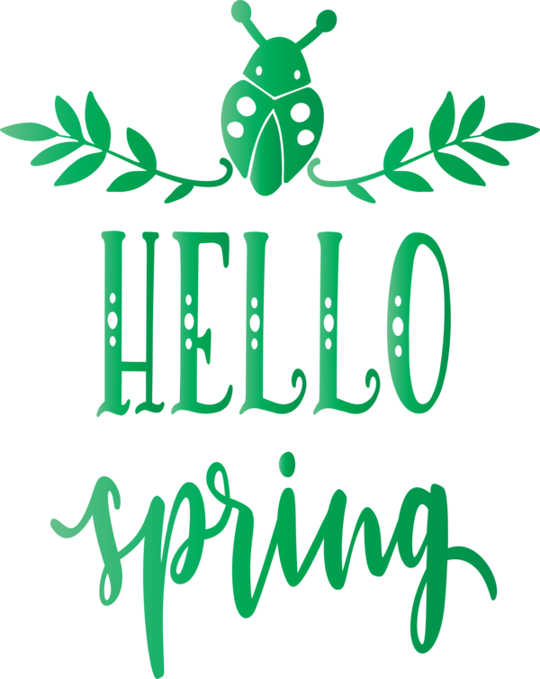 Transparent Easter Green Text Font for Hello Spring for Easter