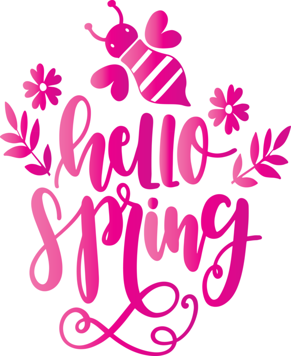 Transparent Easter Pink Text Font for Hello Spring for Easter