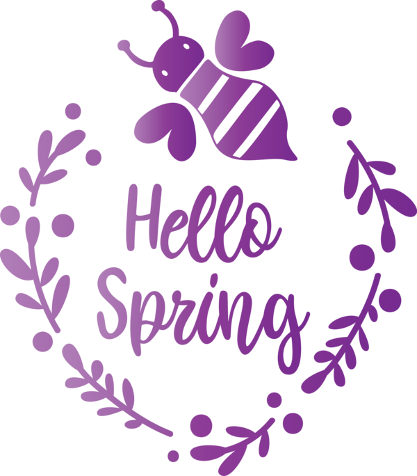 Transparent Easter Violet Purple Text for Hello Spring for Easter