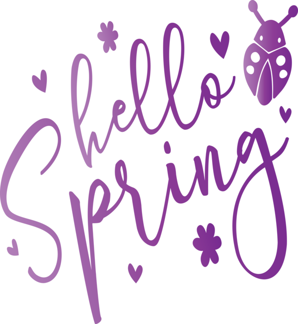 Transparent Easter Text Font Purple for Hello Spring for Easter