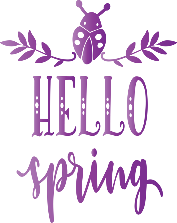 Transparent Easter Purple Violet Text for Hello Spring for Easter