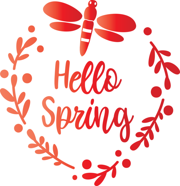 Transparent Easter Red Text Font for Hello Spring for Easter