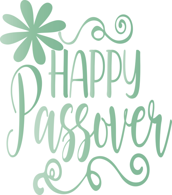 Transparent Passover Green Font Text for Happy Passover for Passover