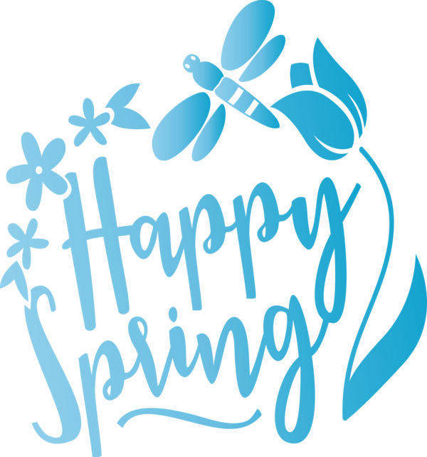 Transparent Easter Text Turquoise Aqua for Hello Spring for Easter