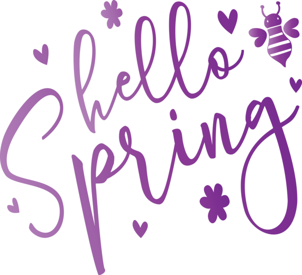 Transparent Easter Font Text Purple for Hello Spring for Easter