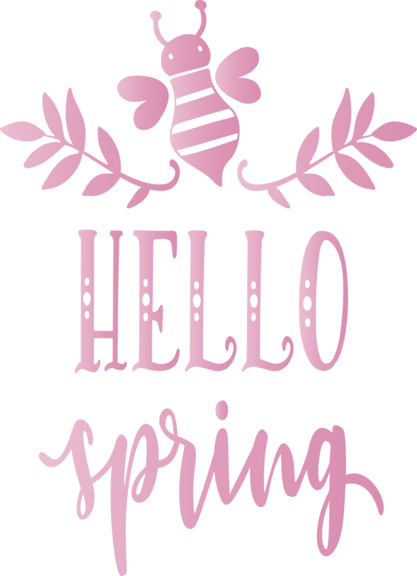 Transparent Easter Pink Text Font for Hello Spring for Easter