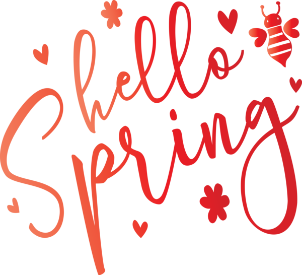 Transparent Easter Text Font Red for Hello Spring for Easter