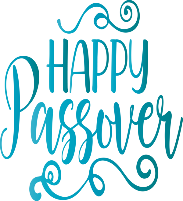 Transparent Passover Text Font Turquoise for Happy Passover for Passover