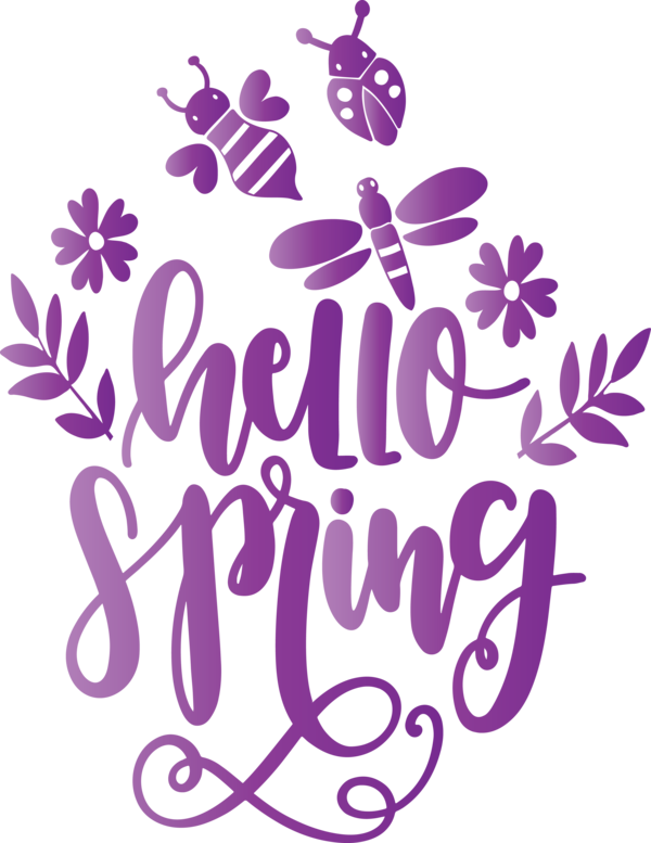 Transparent Easter Text Font Purple for Hello Spring for Easter