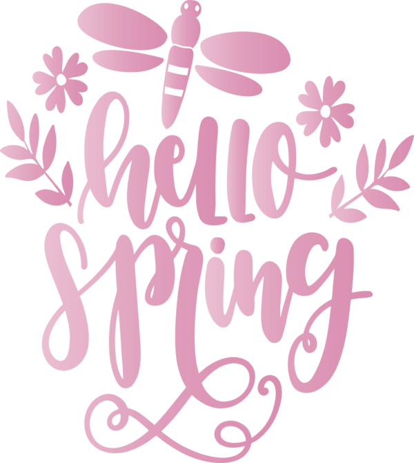 Transparent Easter Pink Text Font for Hello Spring for Easter