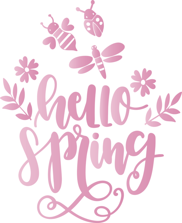 Transparent Easter Pink Text Font for Hello Spring for Easter