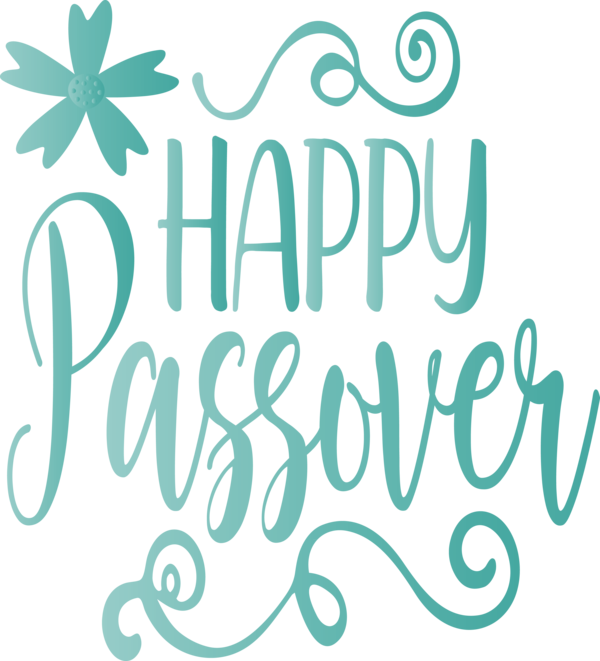 Transparent Passover Text Font Turquoise for Happy Passover for Passover