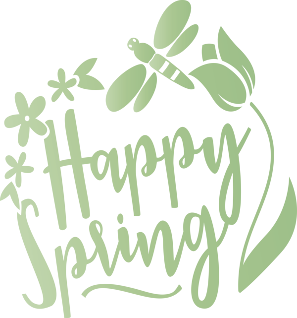 Transparent Easter Leaf Green Text for Hello Spring for Easter