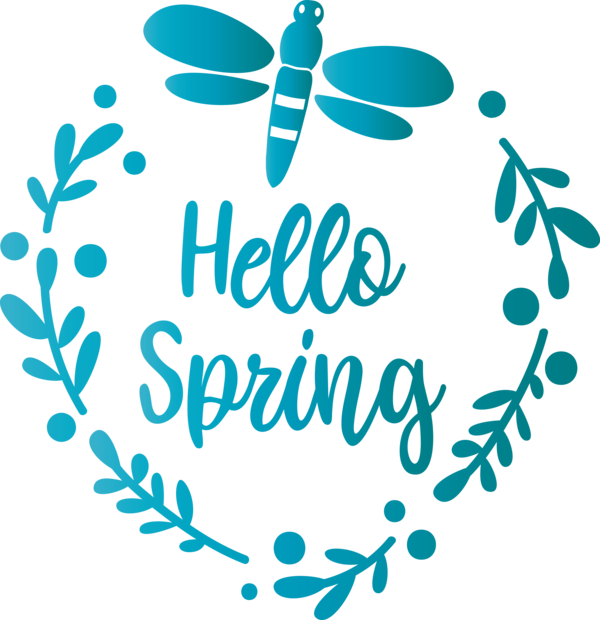 Transparent Easter Text Turquoise Aqua for Hello Spring for Easter