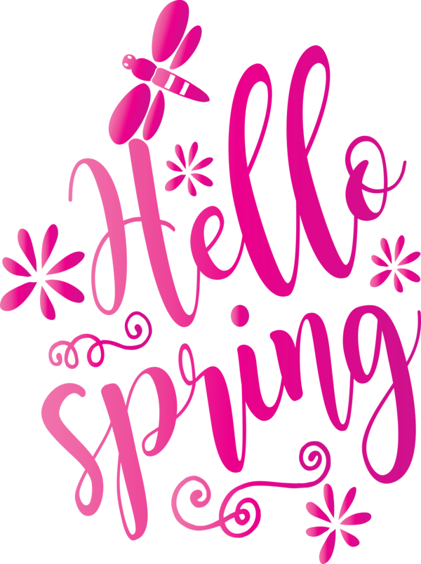 Transparent Easter Text Pink Font for Hello Spring for Easter