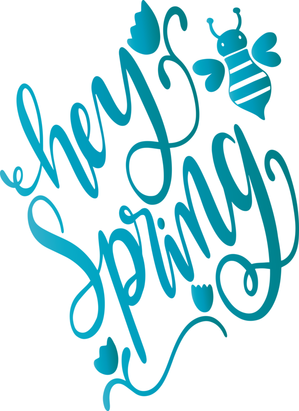 Transparent Easter Text Font Turquoise for Hello Spring for Easter