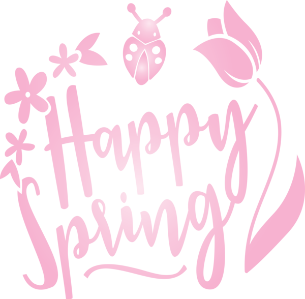 Transparent Easter Pink Text Font for Hello Spring for Easter