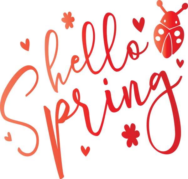 Transparent Easter Text Red Font for Hello Spring for Easter