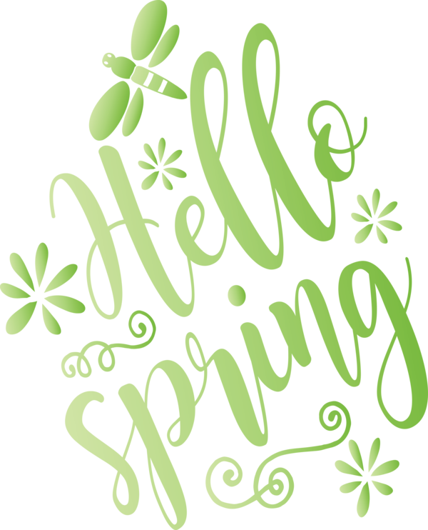 Transparent Easter Text Green Font for Hello Spring for Easter