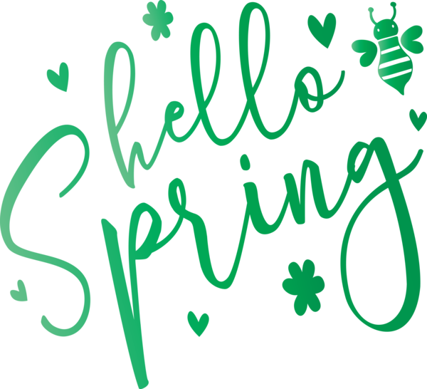 Transparent Easter Green Text Font for Hello Spring for Easter