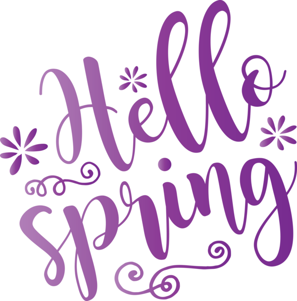 Transparent Easter Text Font Purple for Hello Spring for Easter