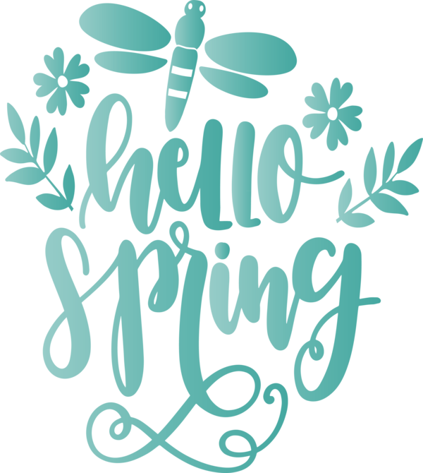 Transparent Easter Text Font Leaf for Hello Spring for Easter