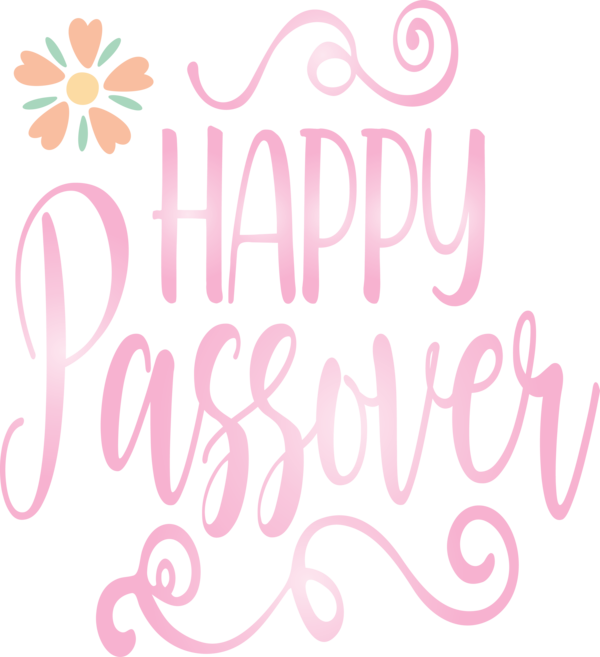 Transparent Passover Text Pink Font for Happy Passover for Passover