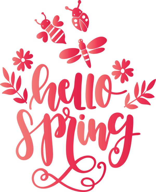 Transparent Easter Text Pink Font for Hello Spring for Easter