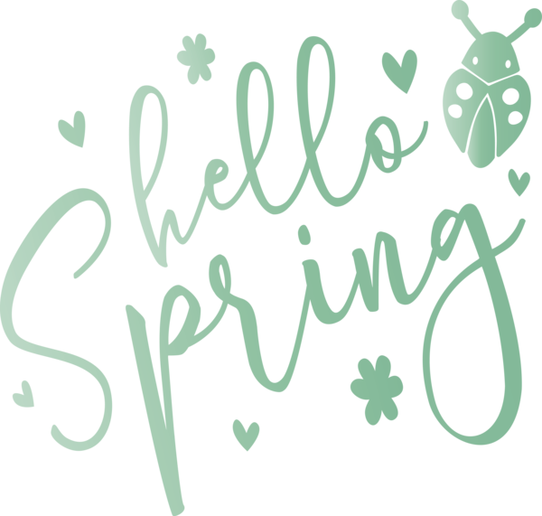 Transparent Easter Green Text Font for Hello Spring for Easter