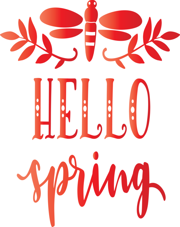 Transparent Easter Text Red Font for Hello Spring for Easter