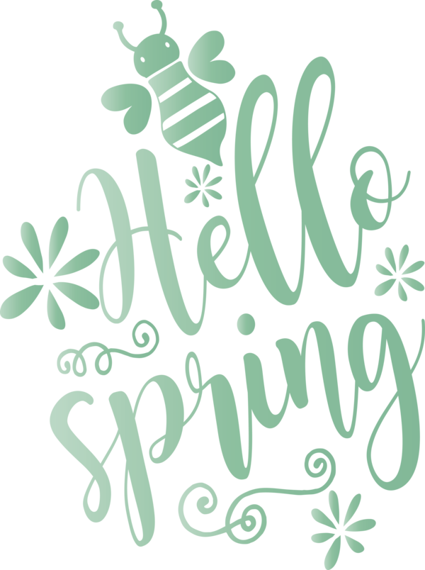 Transparent Easter Text Font Green for Hello Spring for Easter