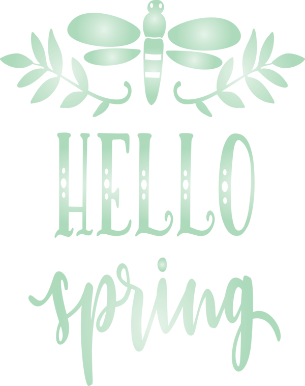Transparent Easter Green Text Font for Hello Spring for Easter