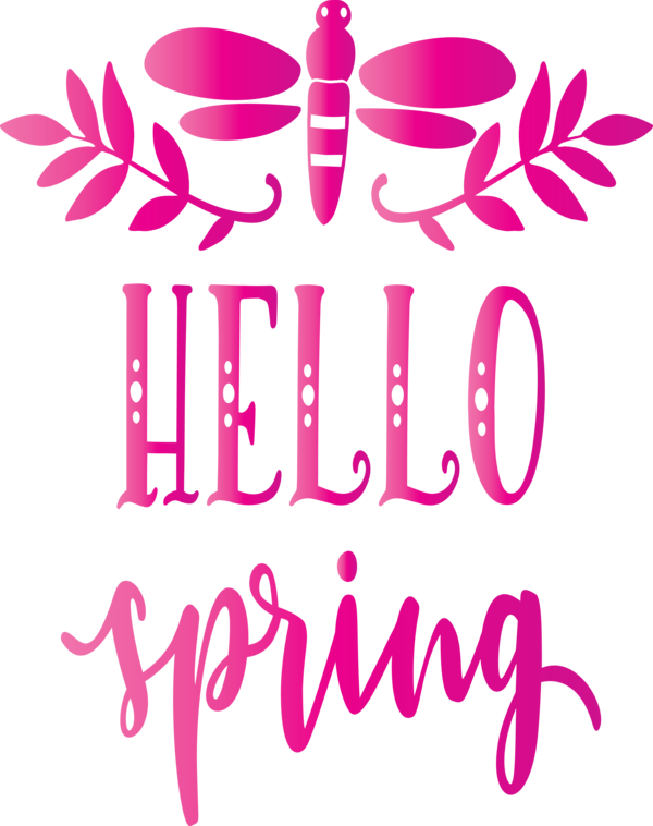 Transparent Easter Text Pink Font for Hello Spring for Easter