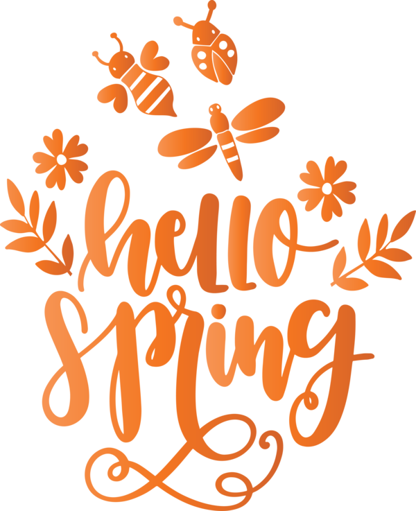 Transparent Easter Orange Text Font for Hello Spring for Easter
