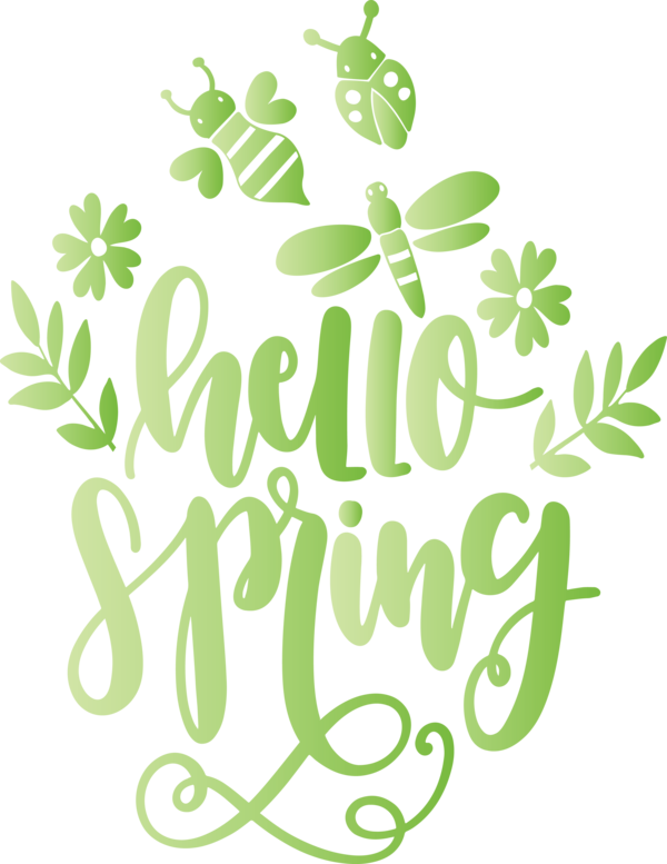 Transparent Easter Leaf Font Plant for Hello Spring for Easter