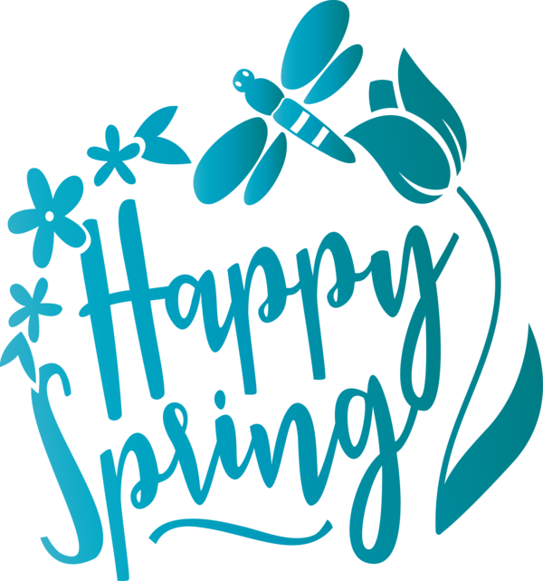 Transparent Easter Text Turquoise Font for Hello Spring for Easter