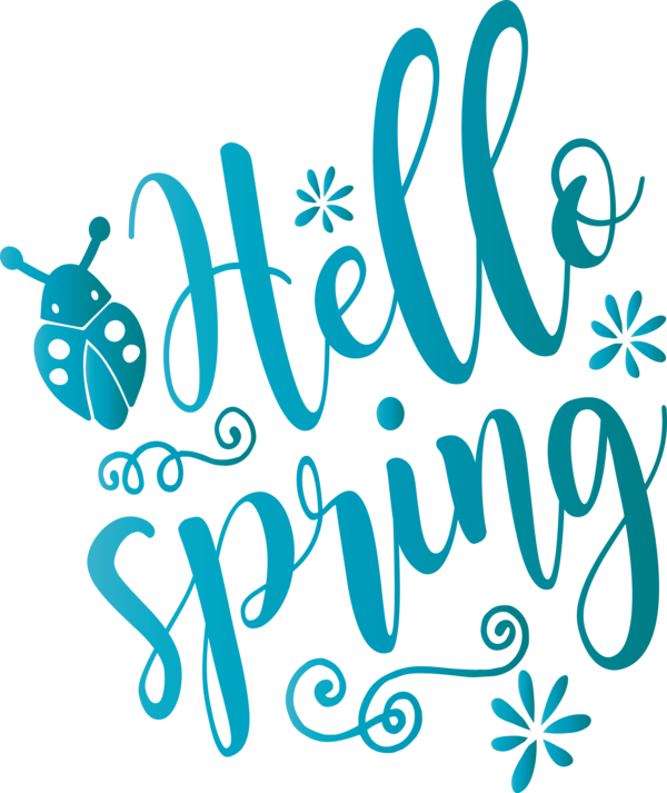 Transparent Easter Text Font Turquoise for Hello Spring for Easter