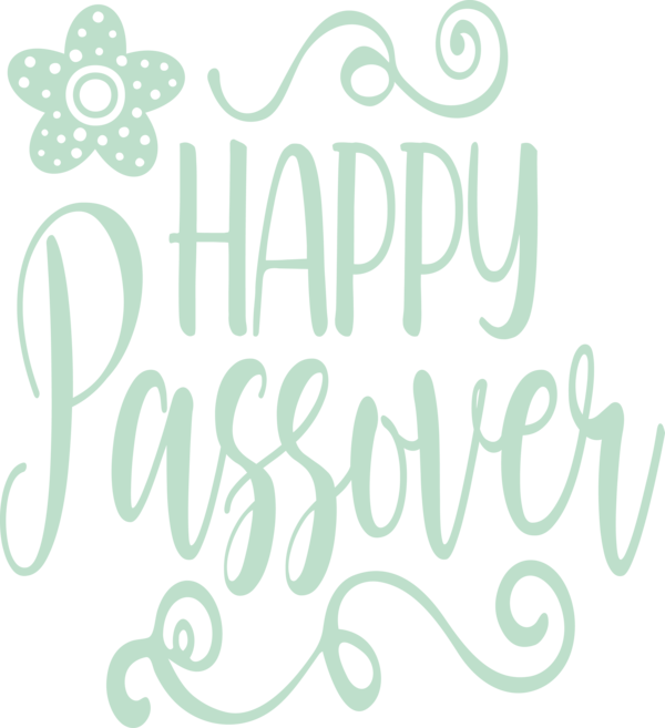 Transparent Passover Font Text Green for Happy Passover for Passover