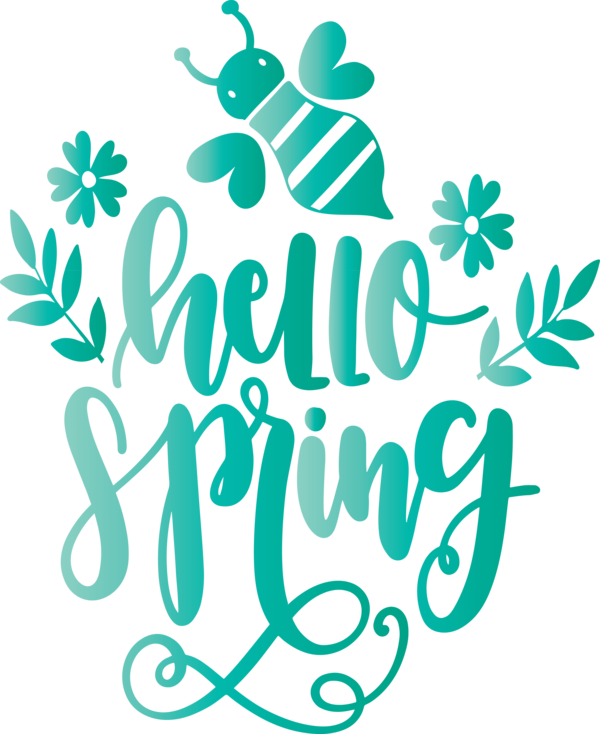 Transparent Easter Text Leaf Font for Hello Spring for Easter
