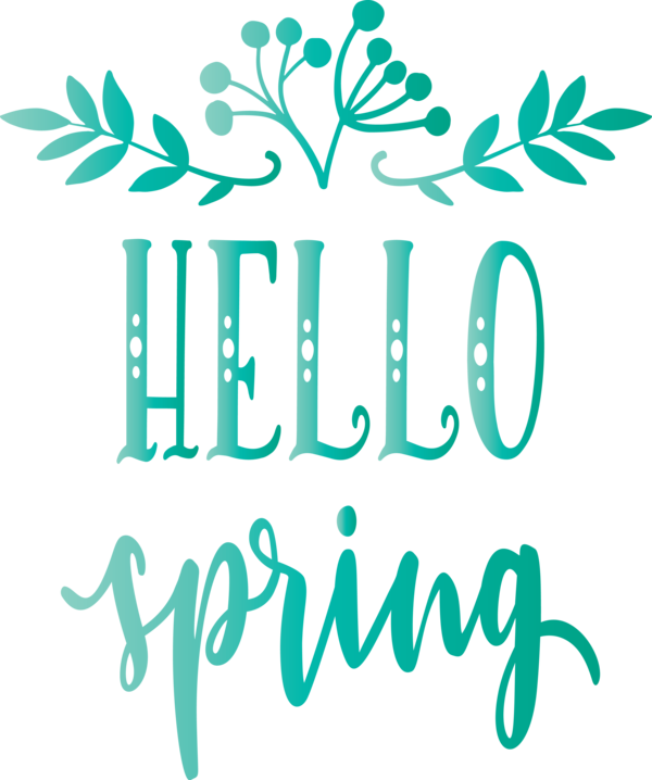 Transparent Easter Text Green Font for Hello Spring for Easter