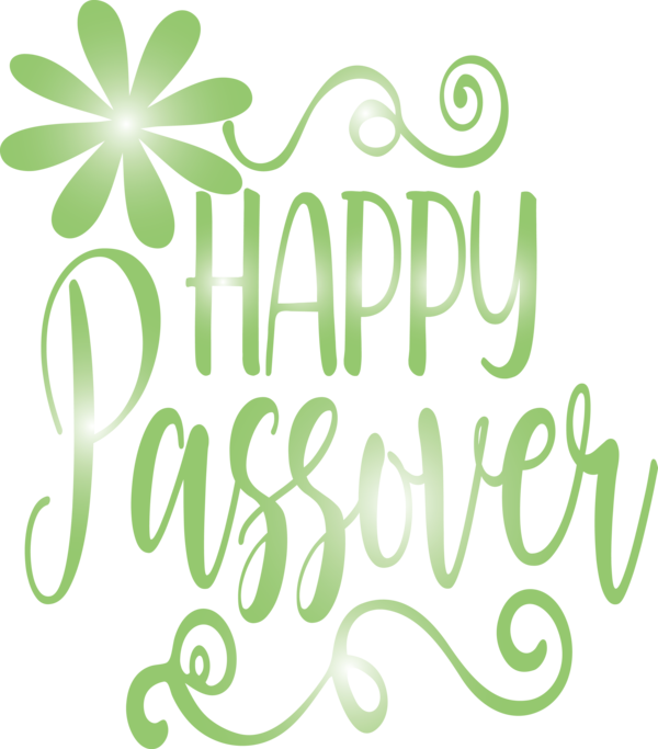 Transparent Passover Green Text Font for Happy Passover for Passover