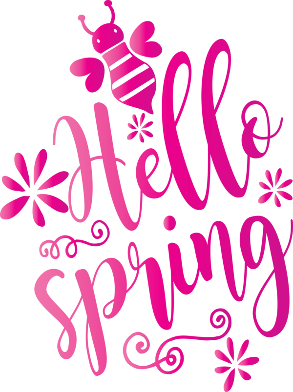 Transparent Easter Text Pink Font for Hello Spring for Easter