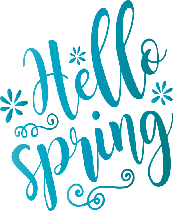 Transparent Easter Text Font Turquoise for Hello Spring for Easter