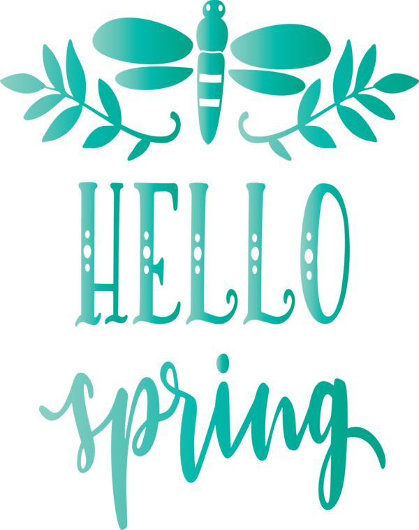 Transparent Easter Text Green Font for Hello Spring for Easter