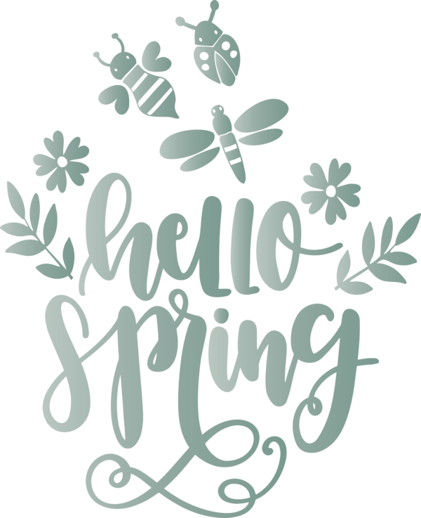 Transparent Easter Text Leaf Font for Hello Spring for Easter