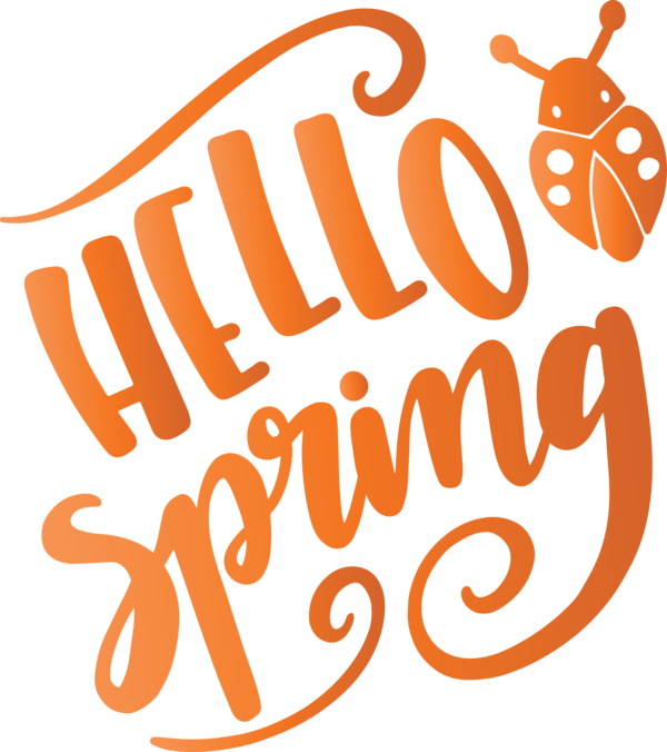 Transparent Easter Text Font Orange for Hello Spring for Easter