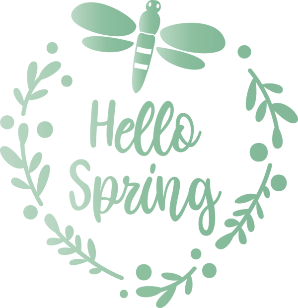 Transparent Easter Leaf Green Text for Hello Spring for Easter