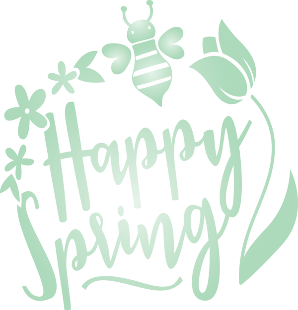 Transparent Easter Green Text Leaf for Hello Spring for Easter