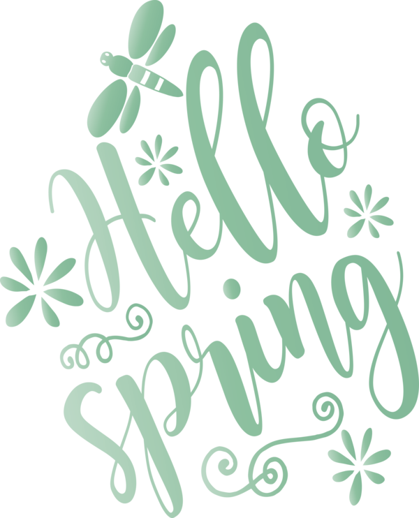 Transparent Easter Text Font Calligraphy for Hello Spring for Easter