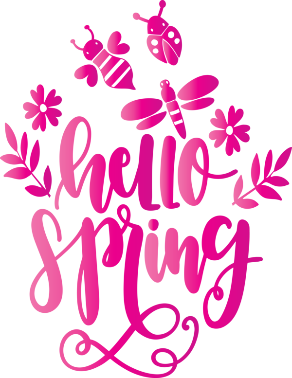 Transparent Easter Pink Text Font for Hello Spring for Easter